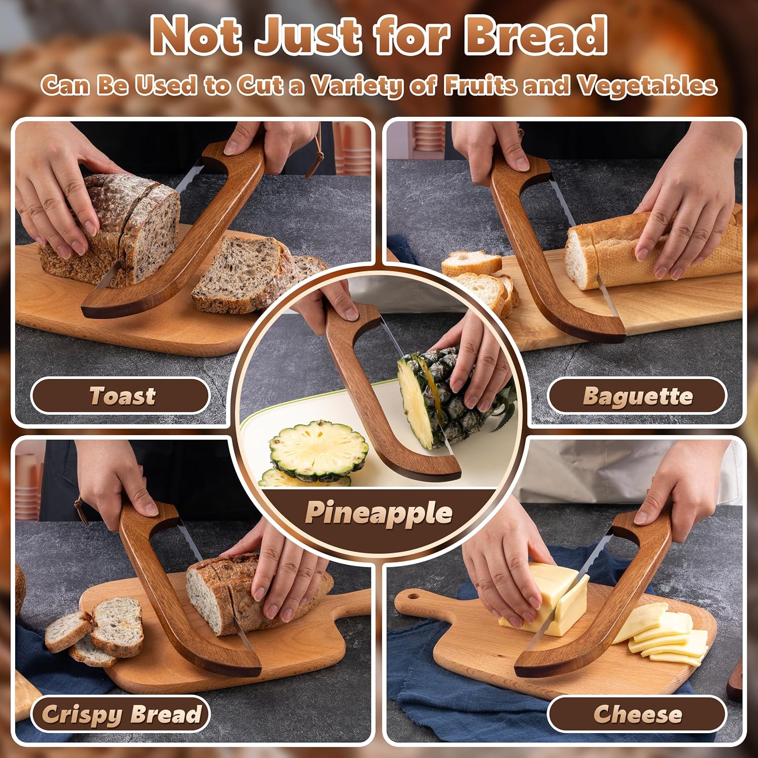 Pranski Bread Knife for Homemade Bread 14.5'' Sourdough Bread Knife, Premium Slicer for Homemade Bread, Baguettes and More Cuts Thin, Ergonomic Handler Premium Sharpness Blade