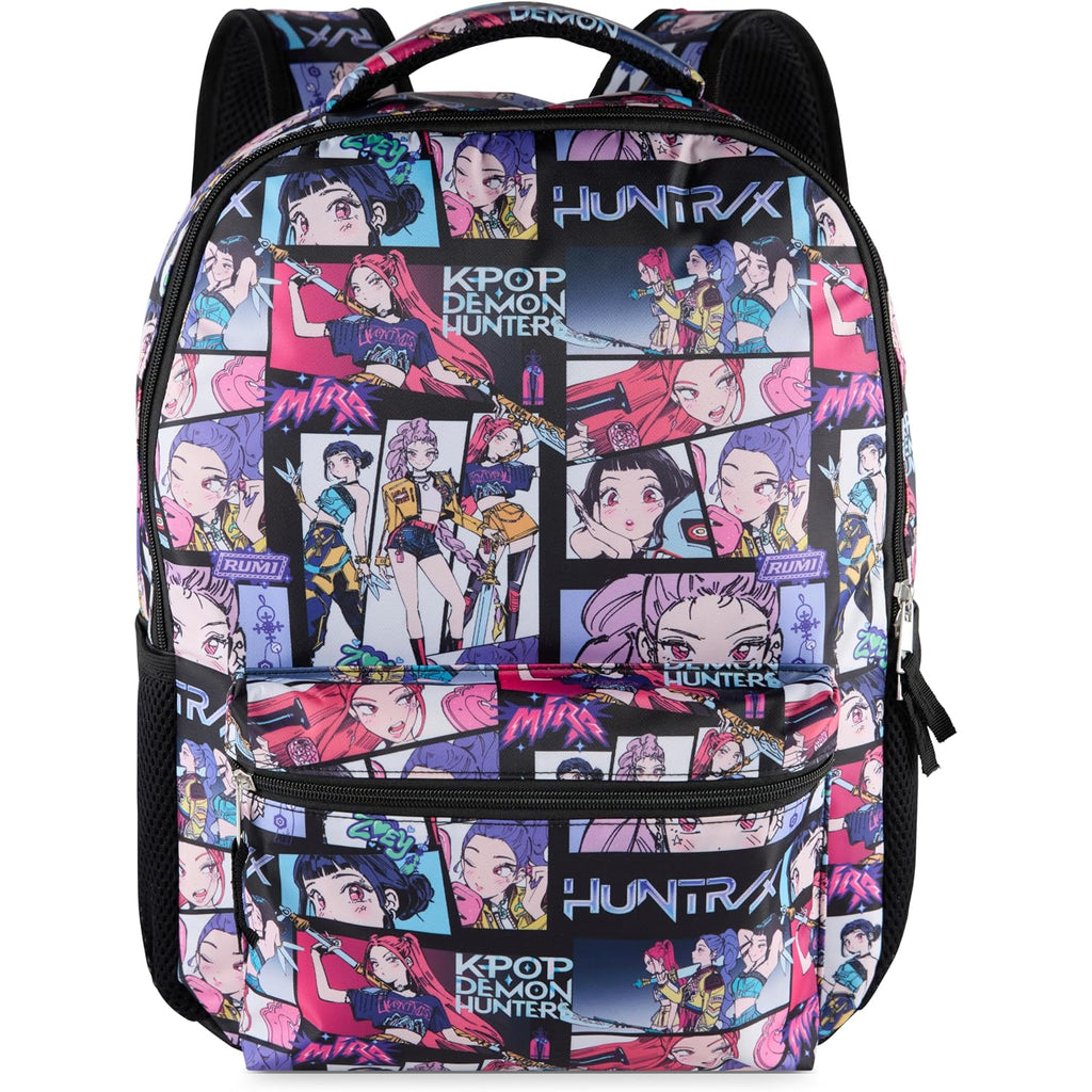 Ai Accessory Innovations K-Pop Demon Hunters Huntrix 16” Backpack For Girls, Featuring An Aop Of Rumi, Zoey, Mira, Allover Print