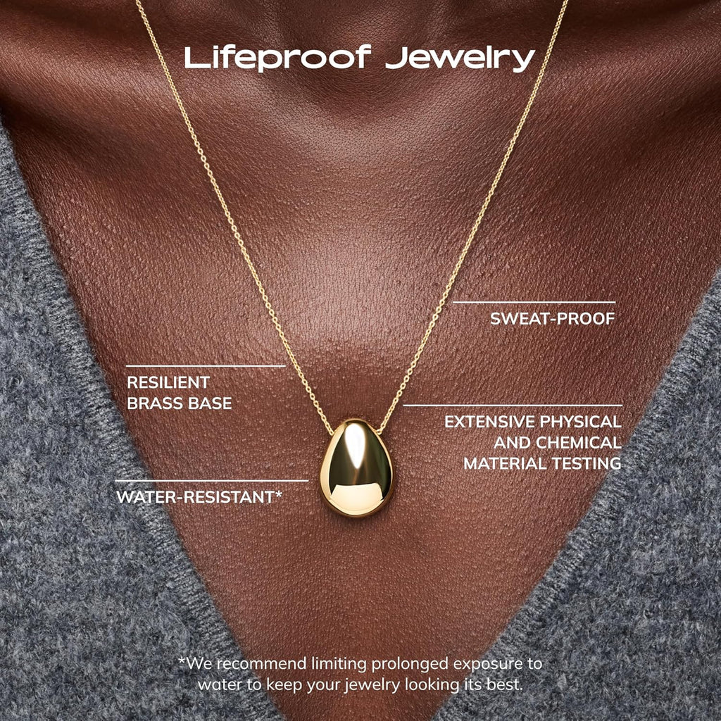Ana Luisa Pebble Pendant Necklace for Women - 14K Gold Plated and Silver Rhodium Plated Trendy Teardrop Necklace with Lobster Clasp - Hypoallergenic, Water-Resistant, Tarnish-Free Jewelry