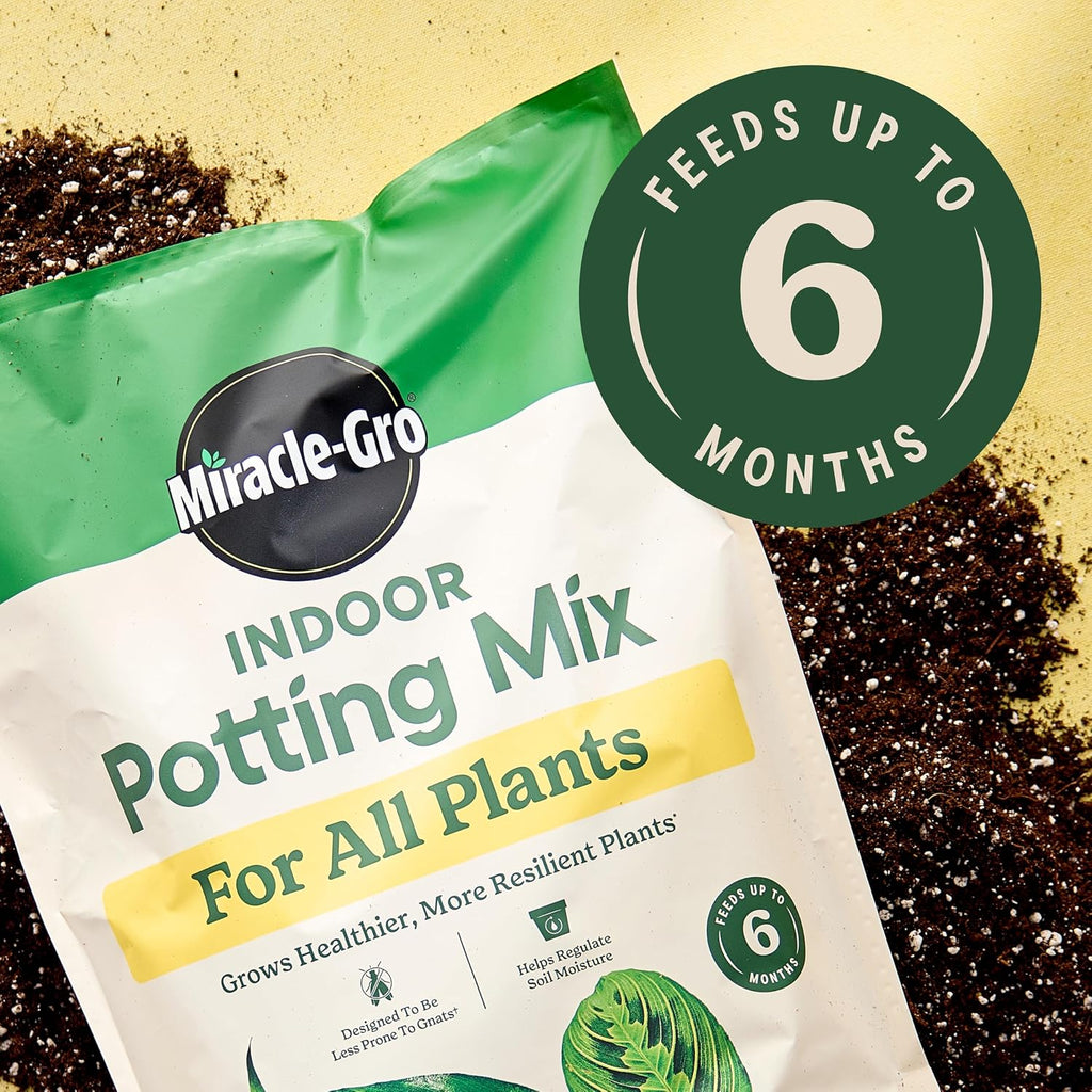 Miracle-Gro Indoor Potting Mix For All Plants, 6 Qt., 2-Pack | Use With Houseplants And More, Feeds For Up To 6 Months