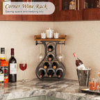 X-Cosrack Wine Racks Countertop, Small Wine Rack With Wine Glass Holder, Mini Countertop Wine Rack With Tabletop Wine Storage Cabinet Shelf For Kitchen Pantry Home Bar