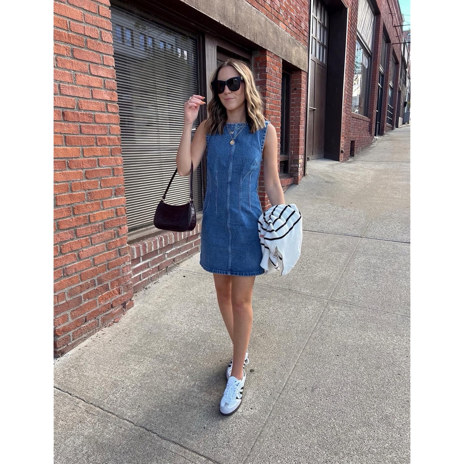 Women'S Sleeveless Bodycon Denim Mini Dress Sleeveless Waist Tucks Zipper Short Tank Jean Dresses Concert Outfits