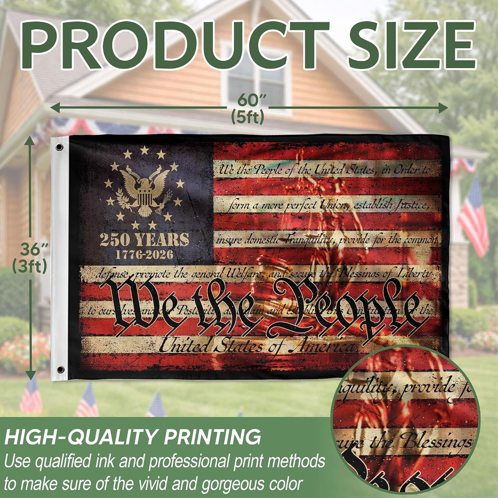 250 Anniversary Usa Flag, Two-Sided Design 3X5 Ft, Patriotic House Flags 5 | Commemorative Flag Featuring An Eagle Design And Double-Sided Display With Patriotic Details Celebrating 250 Years Of Freedom