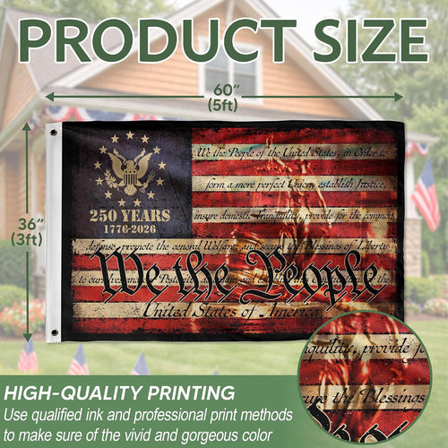 250 Anniversary Usa Flag, Two-Sided Design 3X5 Ft, Patriotic House Flags 5 | Commemorative Flag Featuring An Eagle Design And Double-Sided Display With Patriotic Details Celebrating 250 Years Of Freedom
