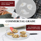 Splatter Screen For Frying Pan - 13 Inch Stainless Steel Grease Splatter Guard - Cover Oil Splash When Sizzling Bacon, Cooking Fried Chicken Or Popcorn