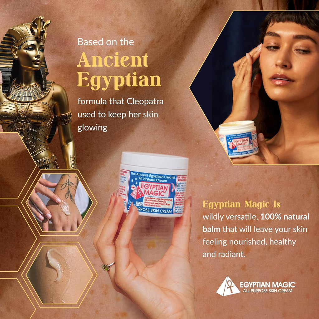 Egyptian Magic - All Purpose Face, Body, And Dry Skin Moisturizing Cream, Skin Protectant For Women & Men, Eczema Care Healing Balm, Scar Treatment, Stretch Marks, And Tattoo Aftercare, 4Oz Jar