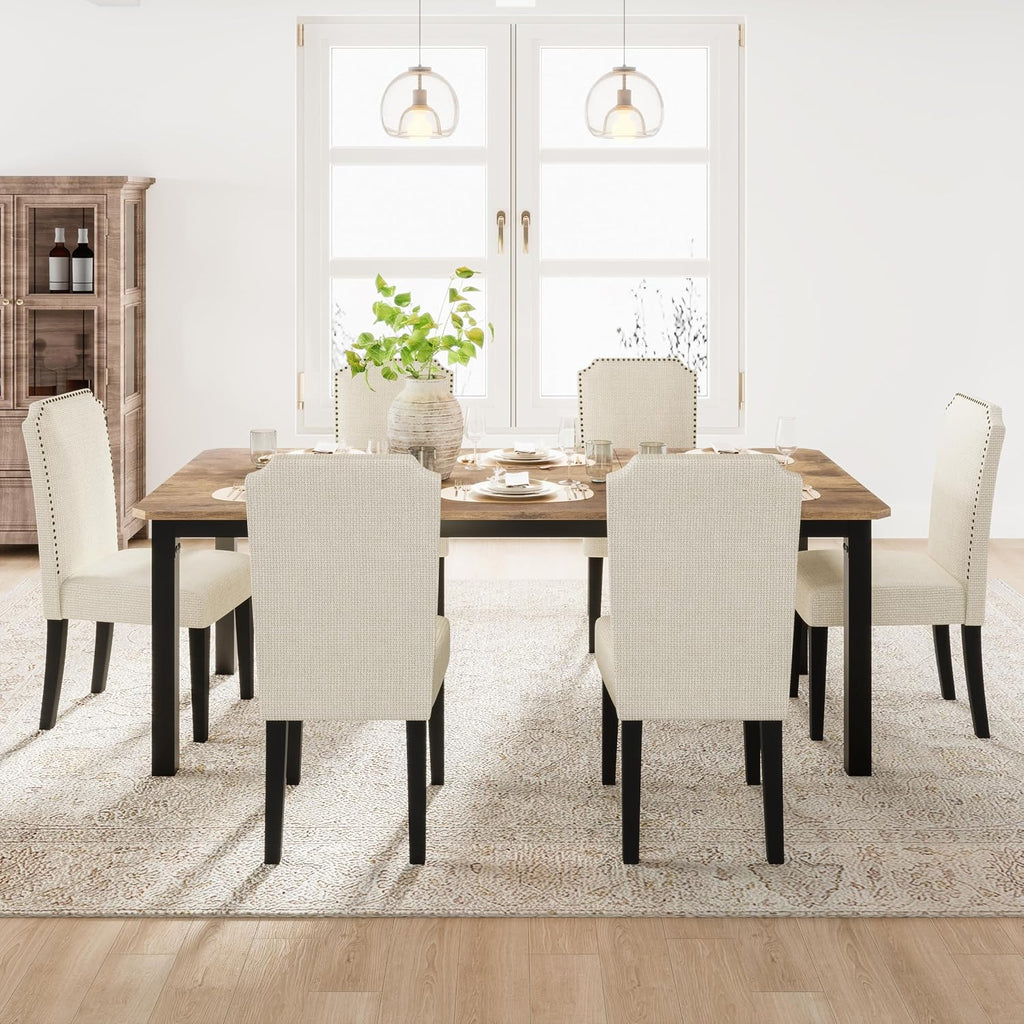 Garvee 78.7 Inch Industrial Dining Table For 8-10 People, Large Dinner Kitchen Tables With Sturdy Metal Frame, Multi-Use For Dining Room Living Room Indoor Restaurant Office Desk (Only Table)