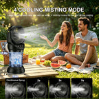 Misting Fan Portable, 27600Mah Battery Powered Fan, 2L Portable Mister Fan With 4 Wind Speeds, Timer Function, Rgb Ambient Light, 120° Auto Oscillation & Grip Handle For Camping Beach Patio( Black)