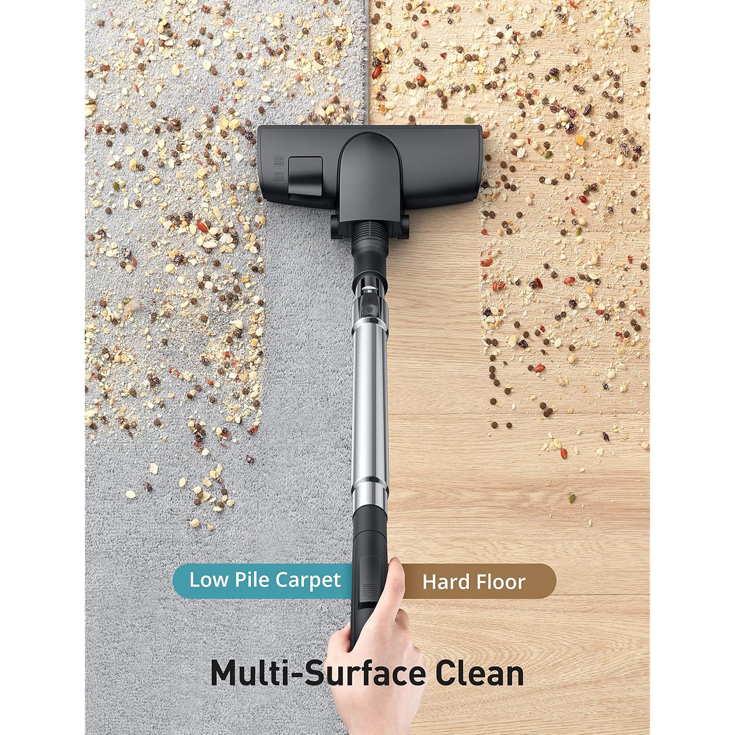 Aspiron Canister Vacuum Cleaner, 40Kpa Bagless Vacuum Cleaners, 4Qt Large Dust Cup, Double Hepa Filter, Retractable Cord, 1600W Lightweight Vacuum Cleaner With 5 Tools For Hard Floors, Pearl