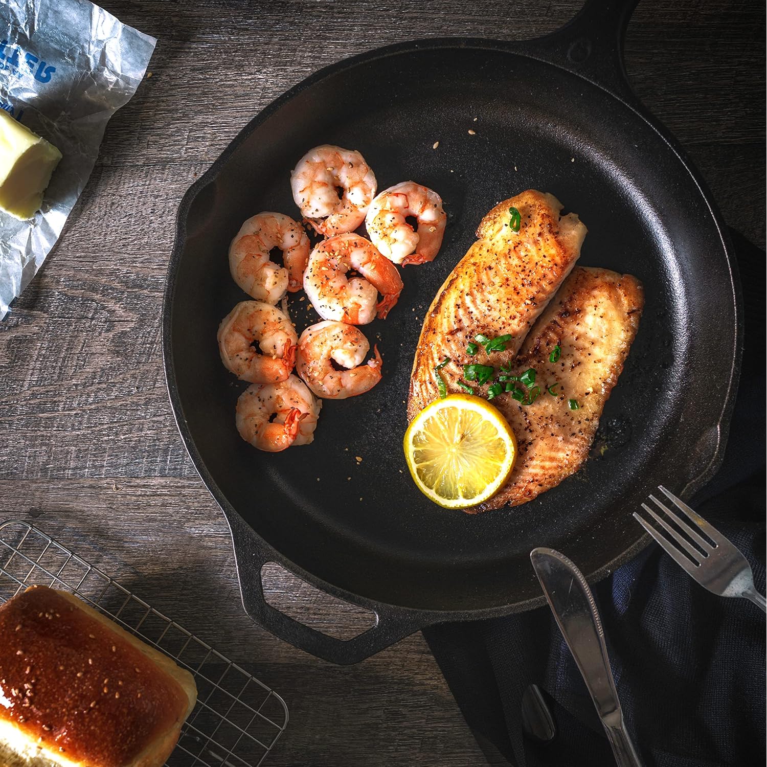 Utopia Kitchen Premium Saute Frying Pan 12 Inch, Cast Iron Chefs Pan, Pre Seasoned Cast Iron Skillet With Lid, Safe Grill Cookware For Indoor & Outdoor Use, Black