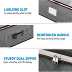 Under Bed Storage Bins - 90L Pack Of 4 Under The Bed Storage Containers For Clothes, Blankets, Winter Clothing, & Shoes - Underbed Storage Containers With Handles, Dual Zippers, & Clear Top