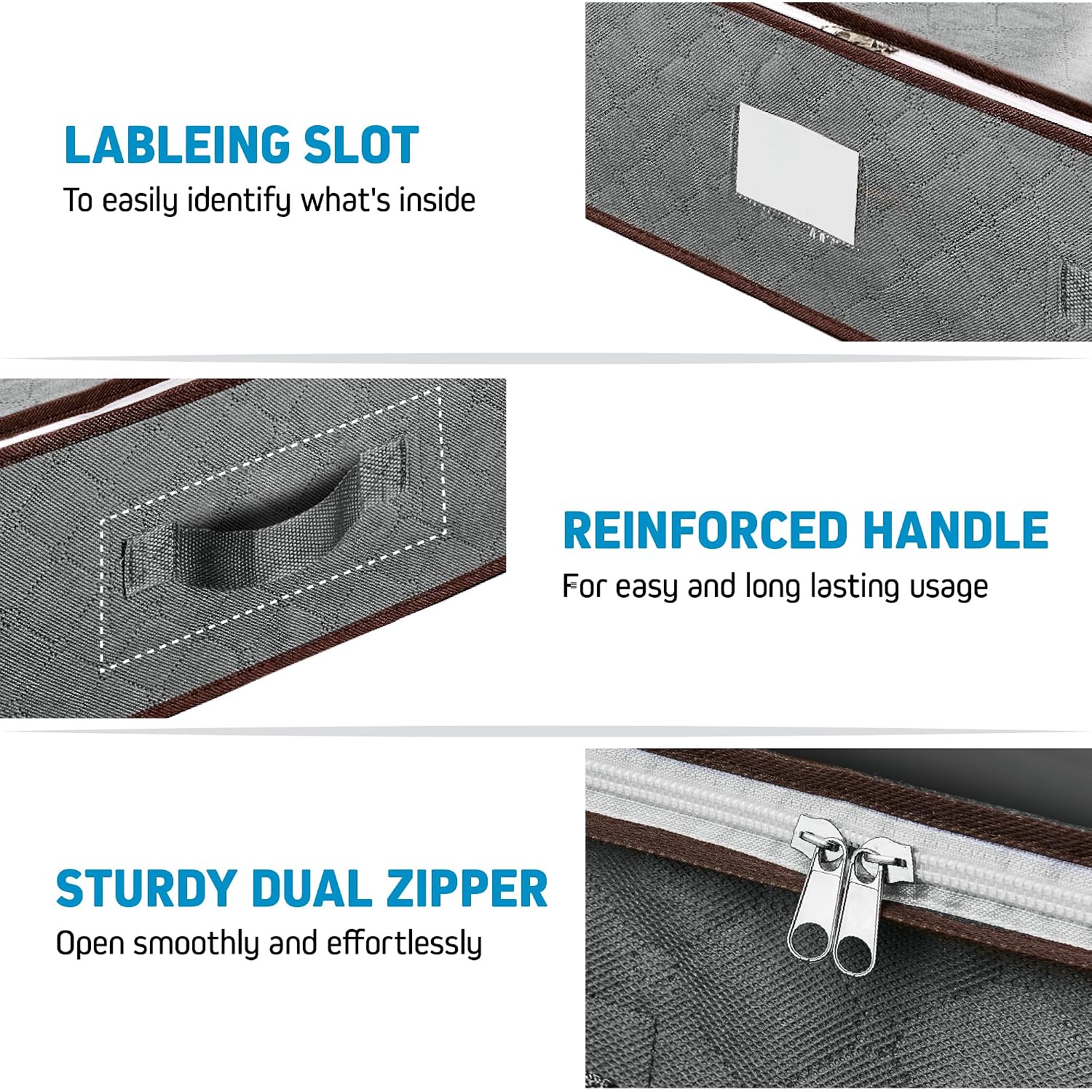 Under Bed Storage Bins - 90L Pack Of 4 Under The Bed Storage Containers For Clothes, Blankets, Winter Clothing, & Shoes - Underbed Storage Containers With Handles, Dual Zippers, & Clear Top