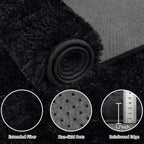 8x10 Area Rug for Living Room:Ultra Soft Fluffy Shag Black Rugs,Large Fuzzy Plush Indoor Non Slip Carpet Washable Rug for Bedroom Kids Nursery Office Dorm Modern Decor(Black)