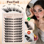 Focipeysa Fox Eye Lash Clusters Kit Fox Tail Lashes Cluster Eyelash Extensions Kit With Lash Bond And Seal, Lash Remover Lash，Lash Tweezers Diy Lash Clusters Set