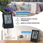 Taylor Wireless Digital Indoor Outdoor Thermometer, Easy To Read Numbers For Patio, Pool, And Indoor Areas, Lcd, Black