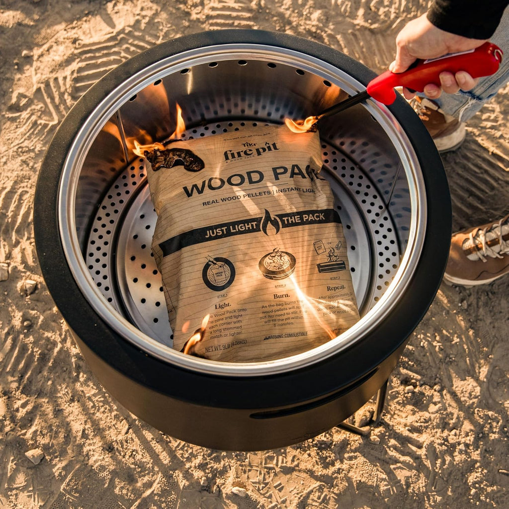 Tiki Wood Pellet Pack – 4-Pack Wood Pellets For Smokeless Fire Pits, Easy-To-Use Fire Pit Fuel For Outdoor Heating & Camping, 30+ Minute Full Flame Fire, Made In The Usa