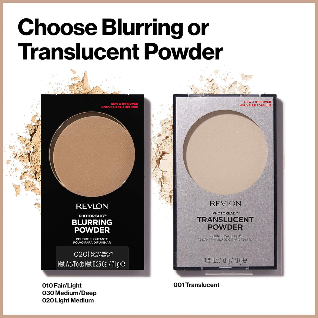 Revlon PhotoReady Blurring Face Powder Makeup, Longwear, Light-Medium Coverage with Flawless Finish, Shine & Oil-Free, 020 Light Medium, 0.25 oz