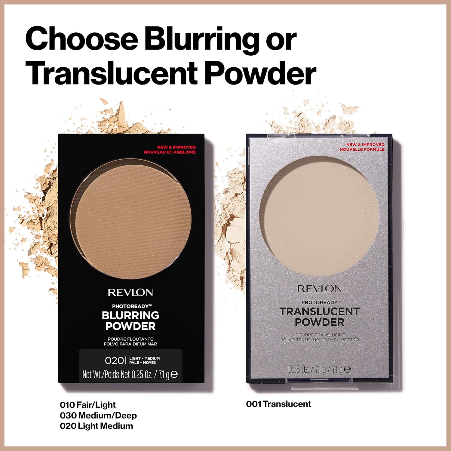 Revlon PhotoReady Blurring Face Powder Makeup, Longwear, Light-Medium Coverage with Flawless Finish, Shine & Oil-Free, 020 Light Medium, 0.25 oz