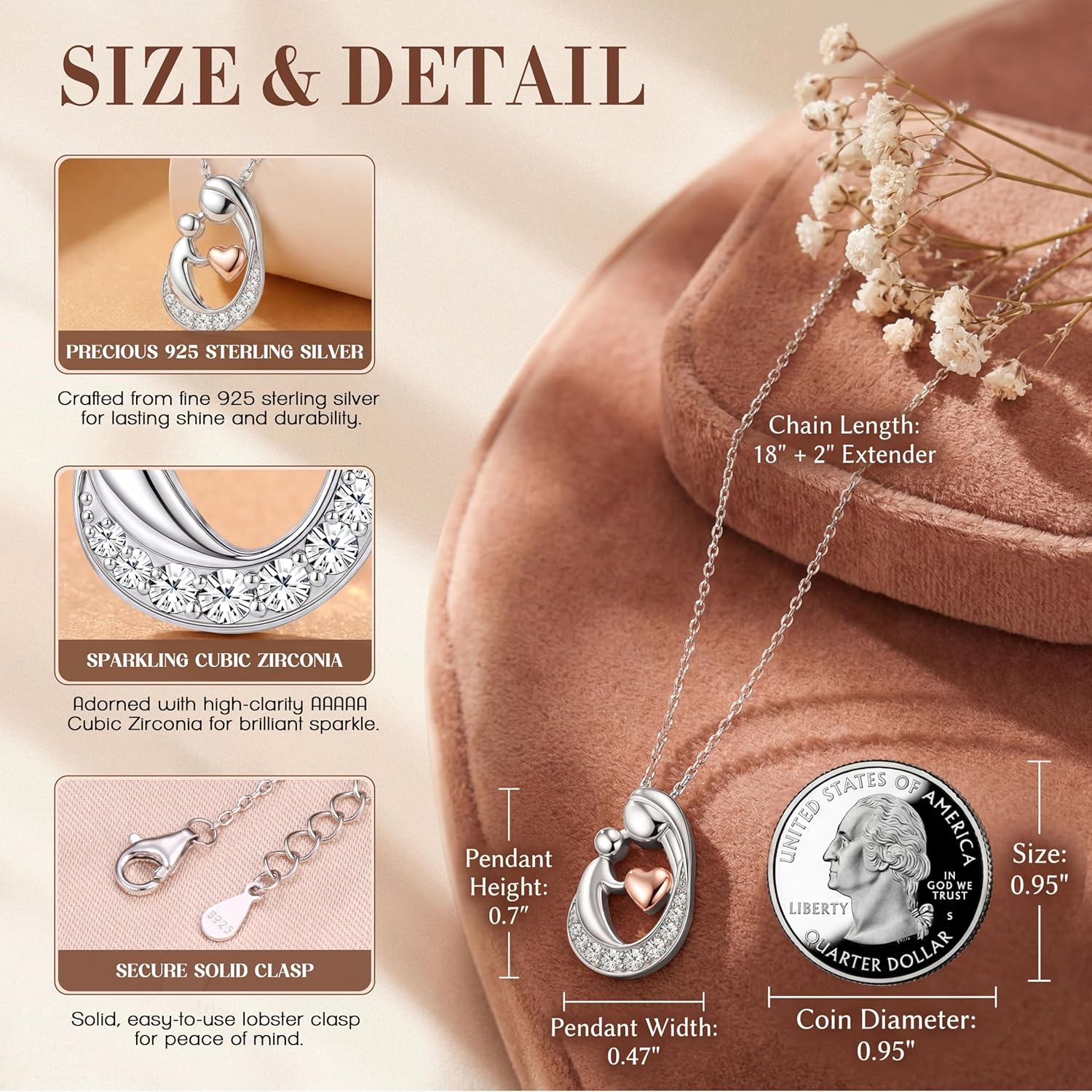 MILACOLATO Mothers Day Necklace for Mom 925 Sterling Silver Mom and Child Necklace with Birthstones Heart Mother Daughter Necklaces for Women New Mum Grandma Wife Birthday Mothers Day Jewelry Gifts