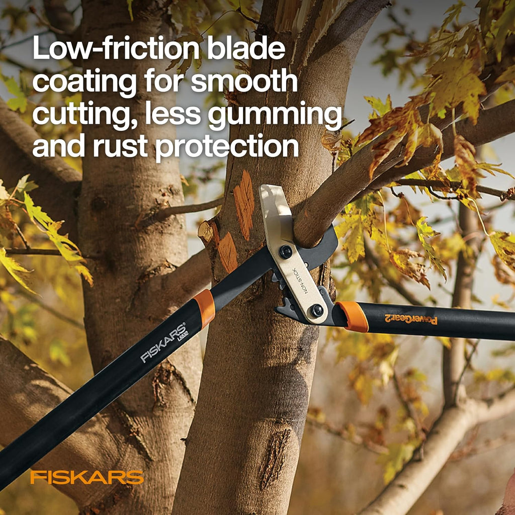 Fiskars 32-Inch Loppers For Tree Trimming, Heavy Duty, Low-Friction Sharp Steel Blade, Branch Cutter Up To 2-Inch Diameter Cut Capacity, Powergear2 Technology That Multiplies Power For Less Effort