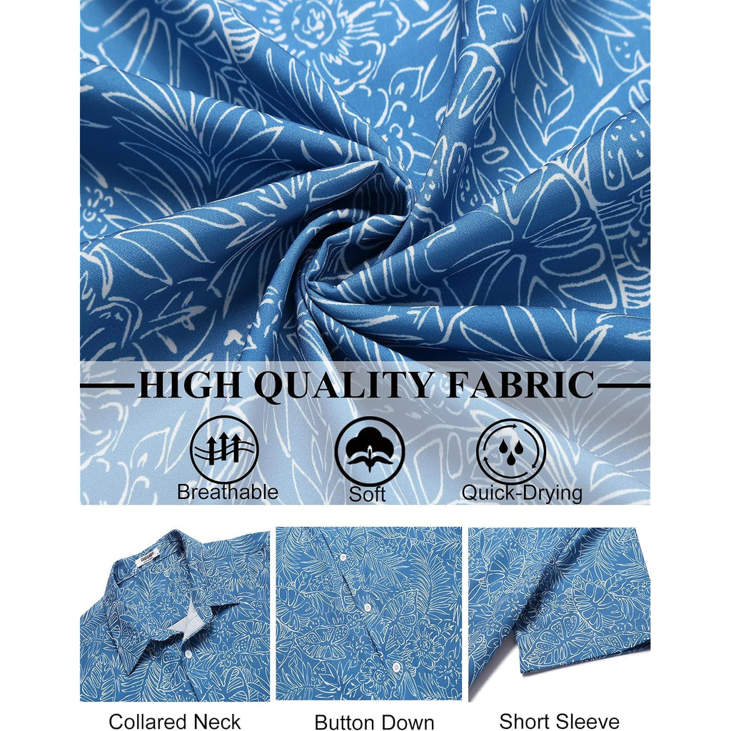 Coofandy Mens Hawaiian Shirts Short Sleeve Button Down Aloha Shirt Casual Beach Clothes