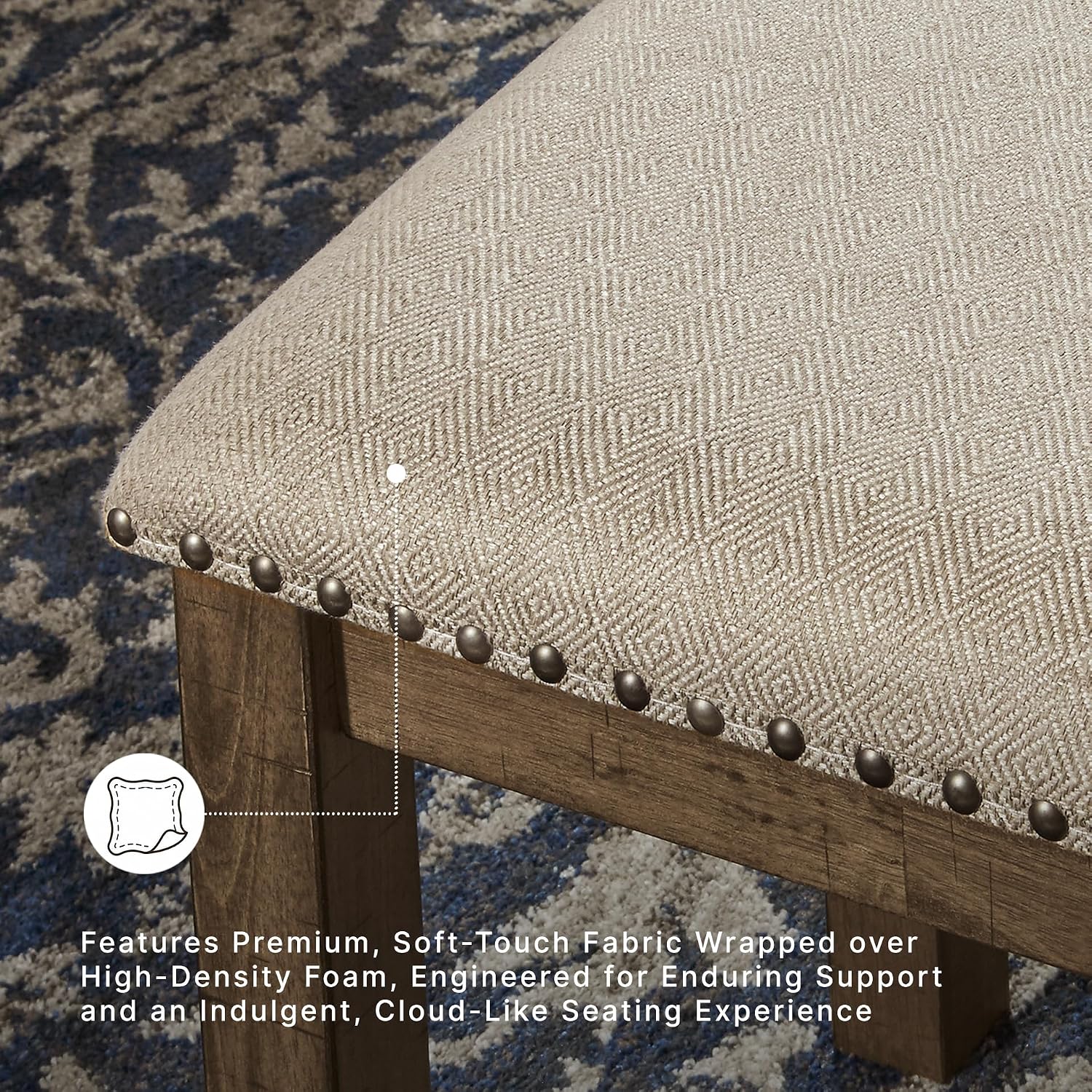 Signature Design By Ashley Moriville Casual Rustic Upholstered Dining Bench, Grey & Brown