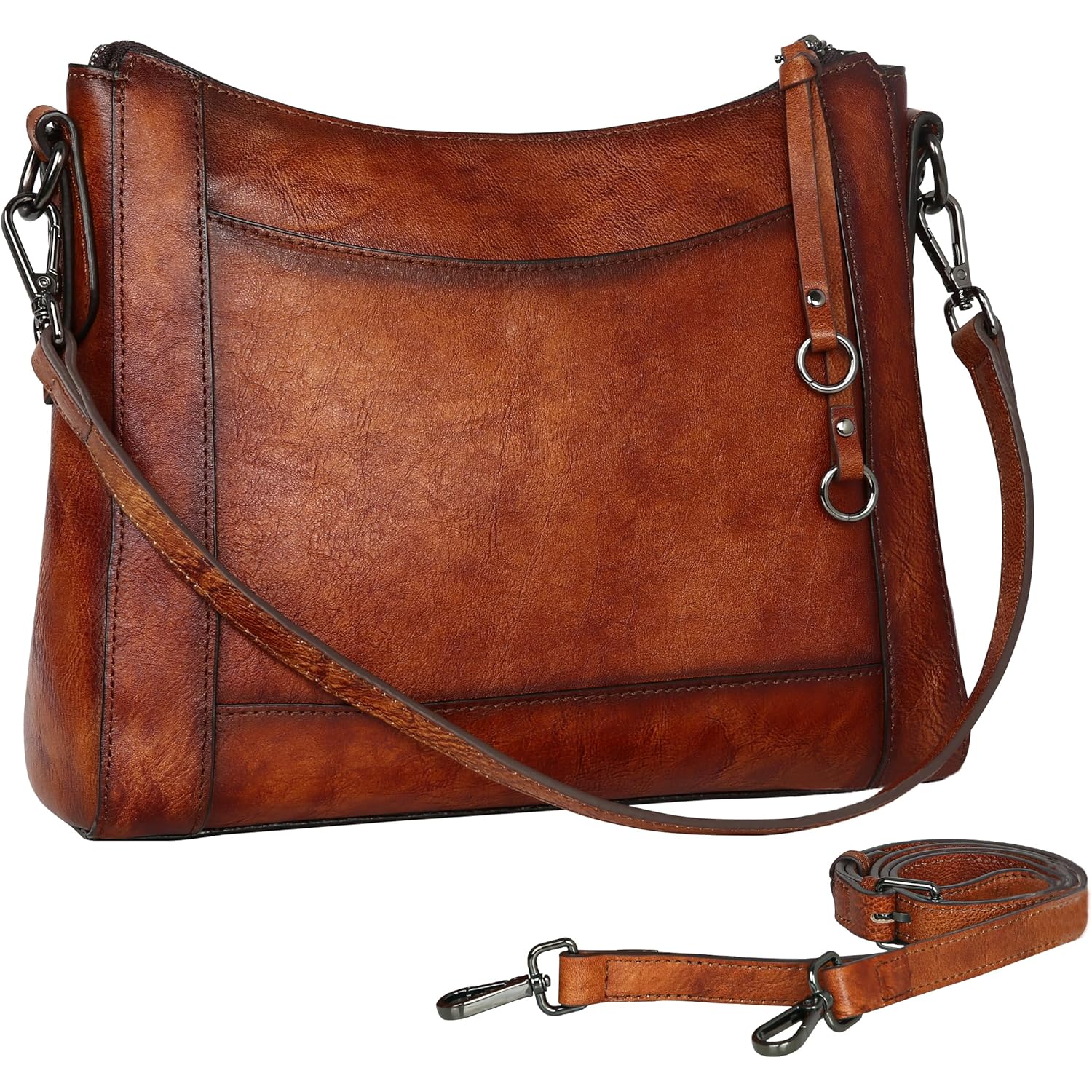 Iswee Leather Crossbody Bags for Women Shoulder Purse Medium Hobo Genuine Leather Satchel Purses and Handbags