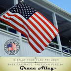Grace Alley American Flag 3X5, Made In The Usa, Outdoor Uv Fade Resistant, Waterproof, Vibrant Color, Long Lasting Polyester Cotton Blend With Brass Grommets