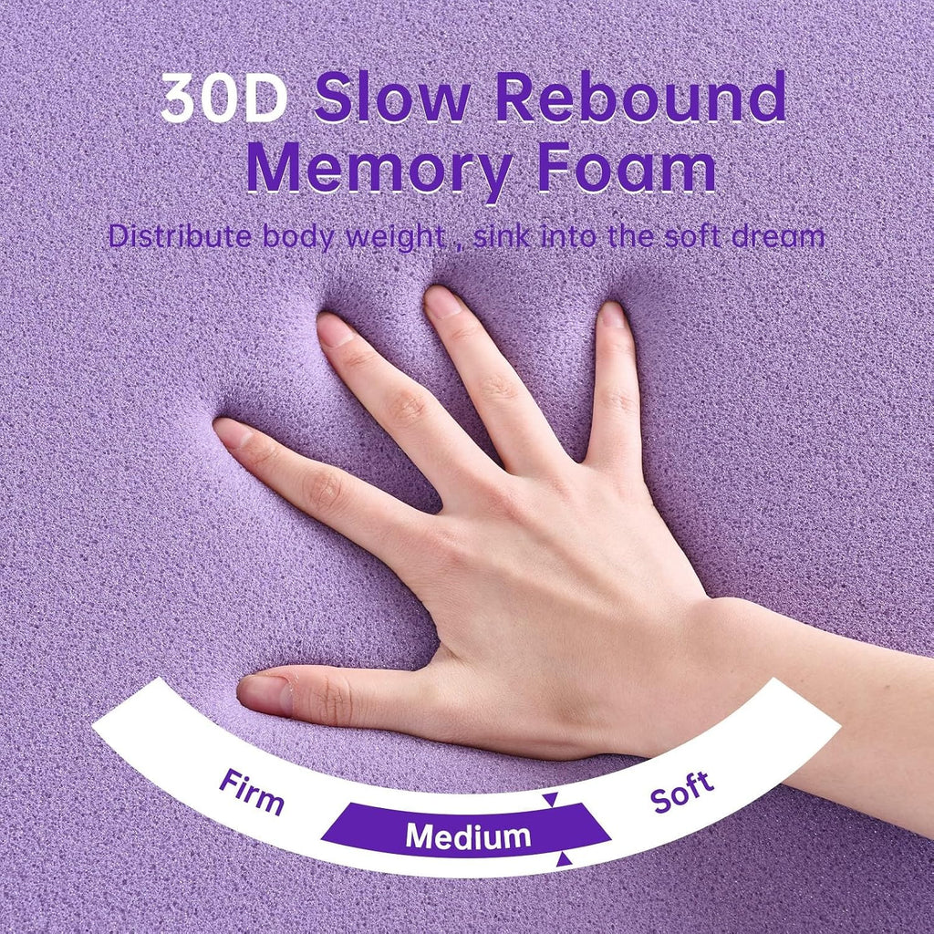 3 Inch 7-Zone Queen Mattress Topper, Egg Crate Memory Foam Mattress Topper Queen Size For Back Pain, Lavender Gel Infused Bed Pad, Certipur-Us And Oeko-Tex Certification (60"×80")