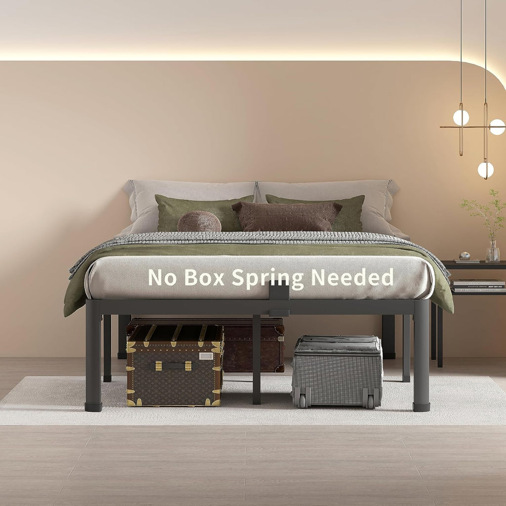 Maf 14 Inch Full Size Metal Platform Bed Frame With Round Corner Legs, 3000 Lbs Heavy Duty Steel Slats Support, Noise Free, No Box Spring Needed, Easy Assembly