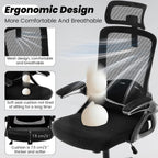 Fizzin Ergonomic Office Chair, 400 Lbs Computer Chairs With Adjustable Lumbar Support, Breathable Mesh Desk Chair Ergonomic With Thickened Cushion, Comfy Home Office Desk Chair (Black)