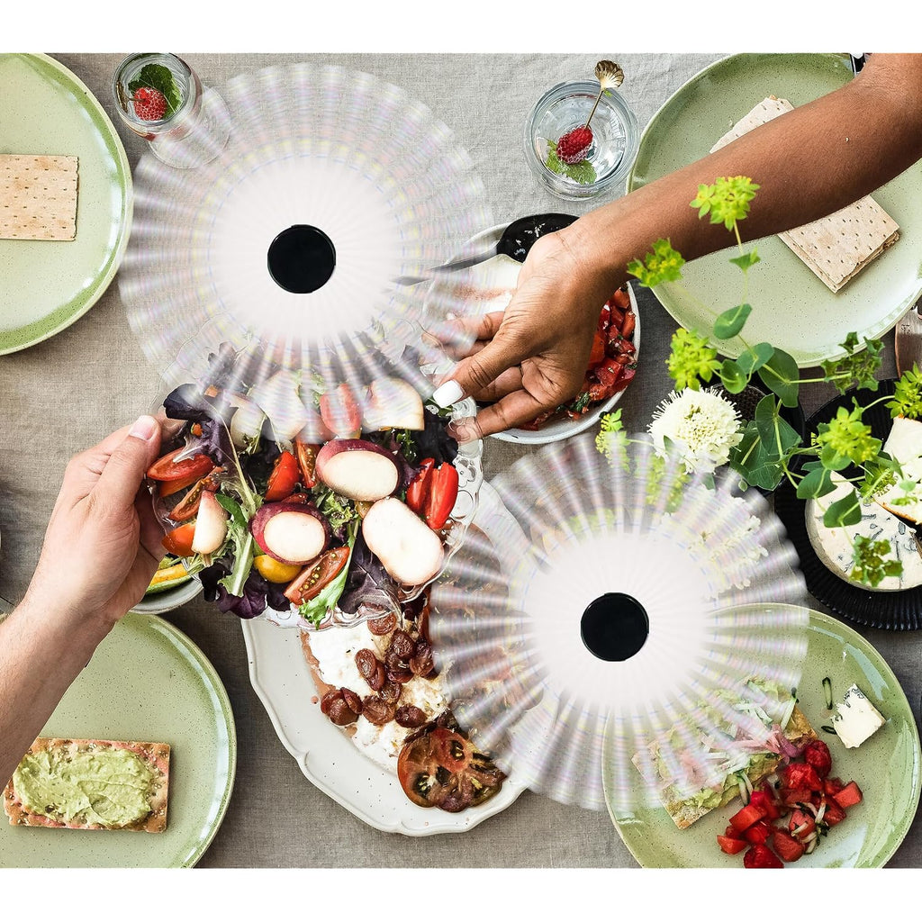 Fly Swatter For Outside/Inside Meal, Picnic, Barbeque, Events - Battery Operated Food Spinning Fan (Black Color, 2Pcs)