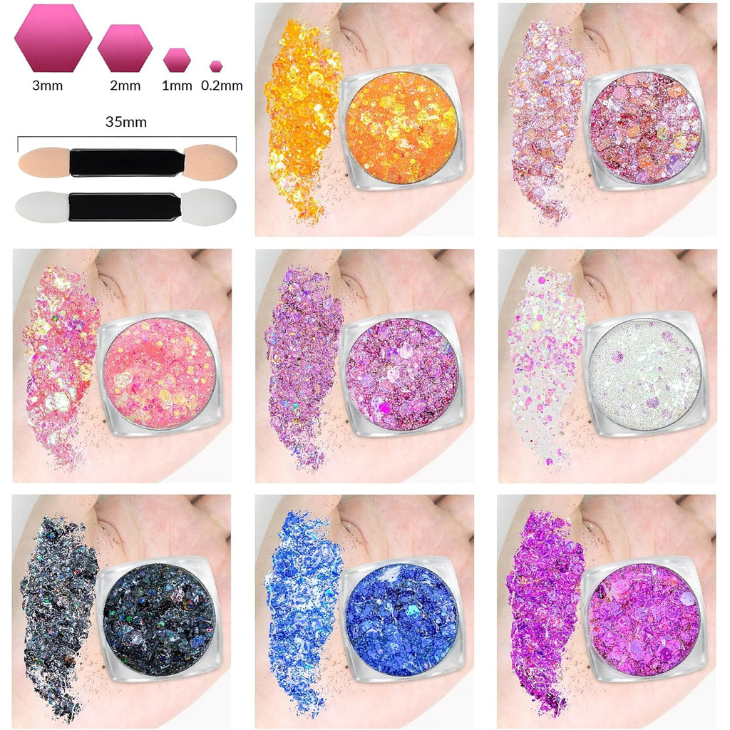 Body Glitter Face Glitter Makeup Festival Glitter, 20 Colors Face and Body Glitter Gel, Hair Glitter Gel, Body Makeup