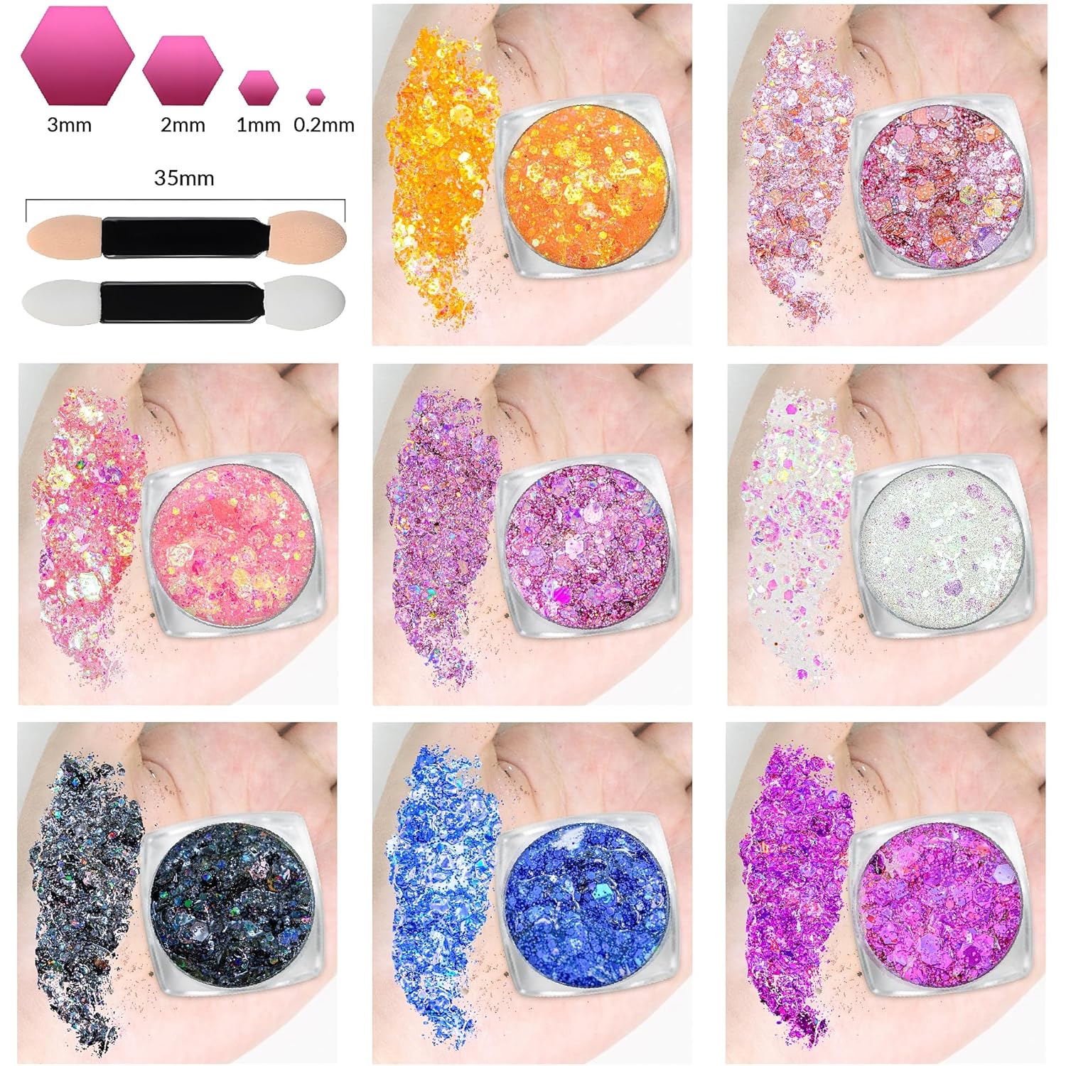 Body Glitter Face Glitter Makeup Festival Glitter, 20 Colors Face and Body Glitter Gel, Hair Glitter Gel, Body Makeup