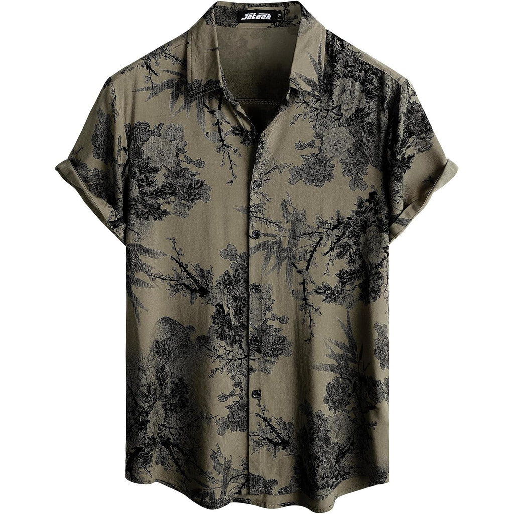 Jotook Mens Hawaiian Shirt Short Sleeve Button Down Tropical Shirts Casual Floral Summer Beach Shirt