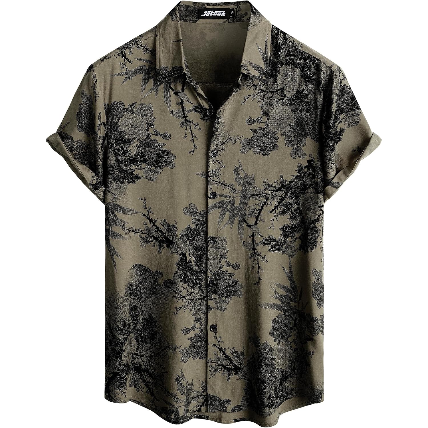 Jotook Mens Hawaiian Shirt Short Sleeve Button Down Tropical Shirts Casual Floral Summer Beach Shirt