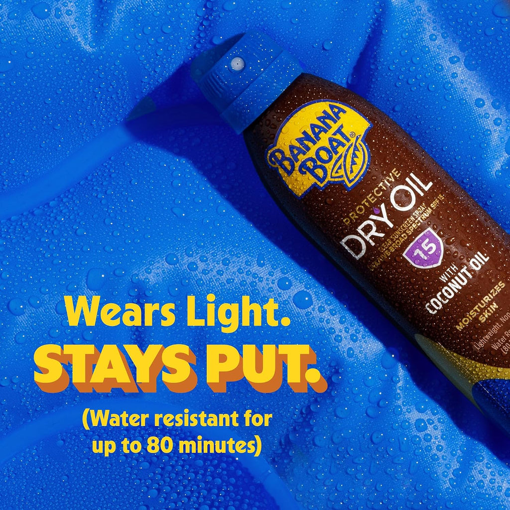 Banana Boat Protective Tanning Dry Oil Clear Spray Sunscreen Spf 15, 6Oz, Pack Of 3