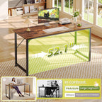 55 Inch Computer Desk, Home Office Desk With Spacious Desktop, Rustic Brown