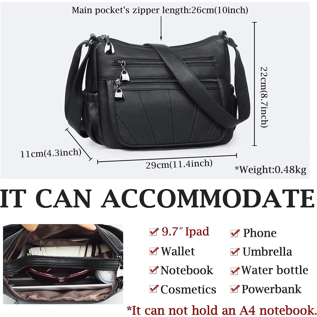 Crossbody Purse for Women Ladies Soft PU Leather Shoulder Bag Medium Roomy Handbag Fashion Tote Top Handle Satchel