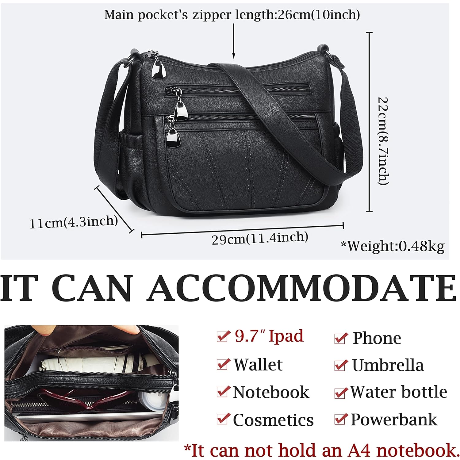 Crossbody Purse for Women Ladies Soft PU Leather Shoulder Bag Medium Roomy Handbag Fashion Tote Top Handle Satchel