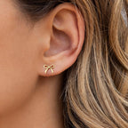Mothers Day Gifts for Mom Daughter - Gold Earrings for Women Girls Bow Earring Jewelry Huggie Hoop Stud Earrings Hypoallergenic CZ Pearl Drop Bow Earring Gifts for Girls Wedding Birthday Gifts