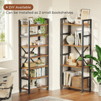 Superjare Triple Bookshelf, Bookcase With 11 Open Display Shelves, Wide Book Shelf Book Case For Home & Office, 4 Tier, Brown