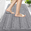 Smiry Thick Chenille Bathroom Rugs 30X20, Soft Absorbent Bath Mat, Grey | Quick‑Dry & Machine Washable, Non‑Slip Bath Carpet, Striped Bath Rugs For Tub & Shower, Modern Home Decor Accessories