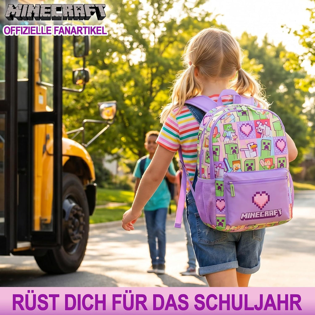 Get Trend Minecraft | Pokemon Kids Backpack For Girls, 18 Inch Bookbag With Padded Straps, Travel School Bag Gamer Gifts