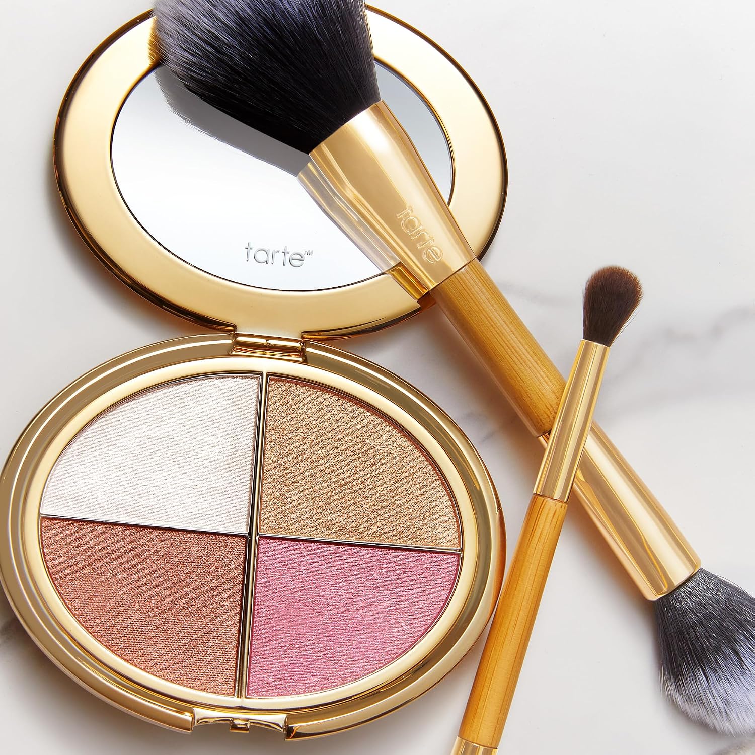 Tarte Glow Wardrobe Highlighting Eye & Cheek Palette – Highlighter, Blush, Bronze & Eyeshadow All-In-One Face & Eye Viral Makeup For Everday Radiant Blendable Glow, Vegan & Cruelty Free, Full Size