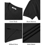 Coofandy Men'S T-Shirts Short Sleeve Knit Shirts Casual Crewneck Ribbed Dress Tee Shirt