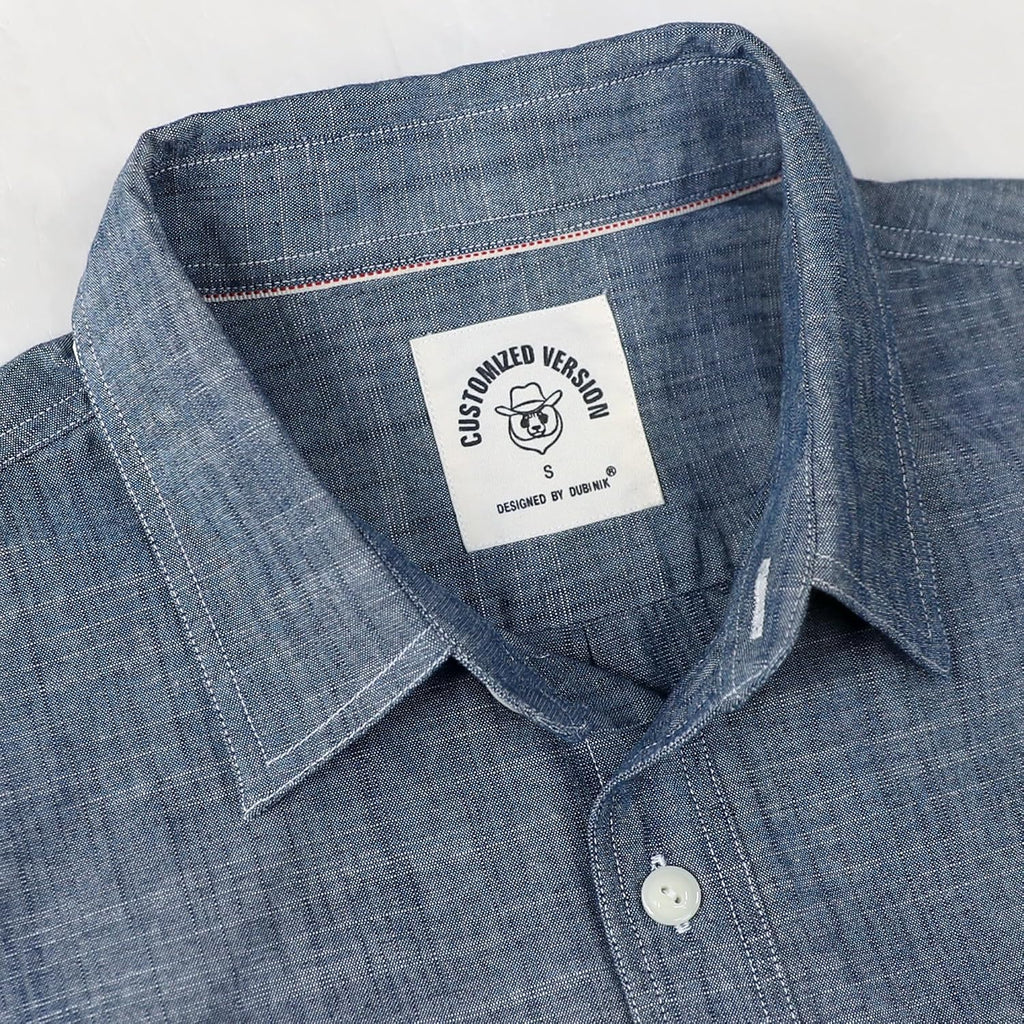 Dubinik® Men'S Short Sleeve Chambray Shirt Regular Fit
