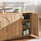 Arched Door Sideboard Buffet Cabinet Set Of 3, Natural Oak | Modular, Multi-Compartment Storage, Adjustable Shelf, Soft Close Hinges, Freestanding, For Dining Room, Living Room