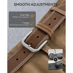 Chaoren Mens Belts Casual For Jeans - Full-Grain Leather, Durable Cowhide | Solid Buckle, Classic Style, Handmade, Daily Wear, Gift Box