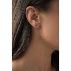 Solid 14K Yellow or White or Rose Gold 6mm Round Genuine Birthstone Gemstone Prong Set Stud Earrings For Women